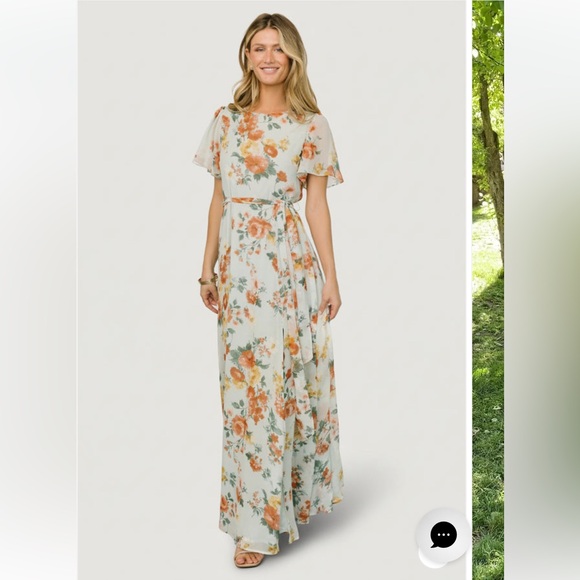NWT Baltic Born Naomi Short Sleeve Maxi Dress in Sage Floral Size L - Picture 2 of 9